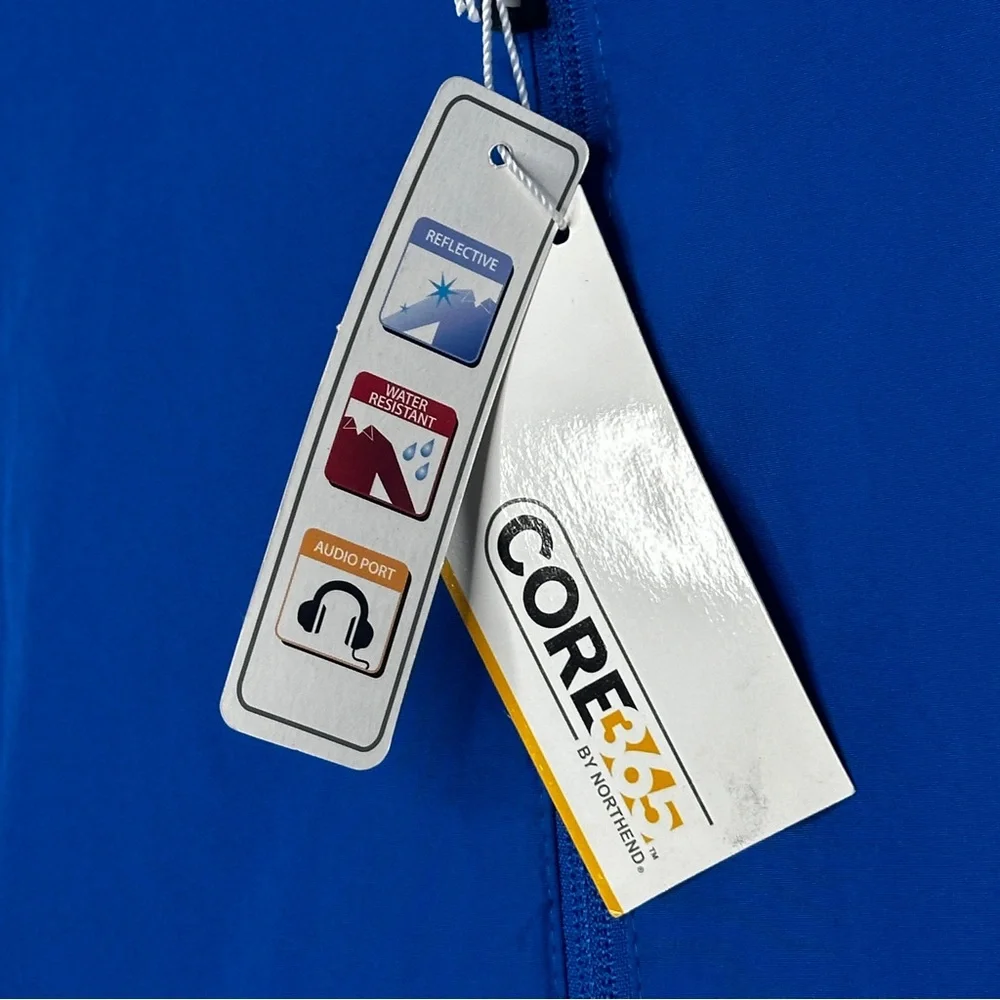 Core 365 Blue Mens Jacket Reflective Water Resistance‎ NWT 100% polyester